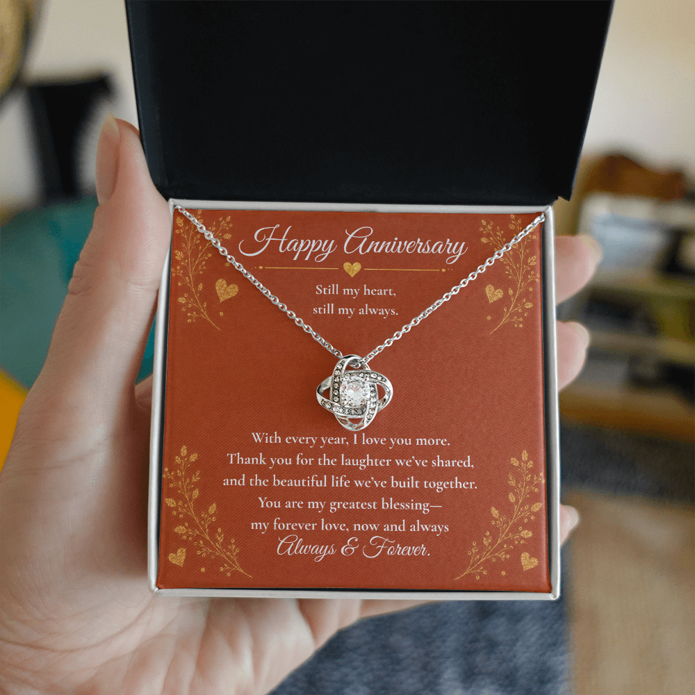 To My Wife – My Heart, My Always | Anniversary Love Knot Necklace