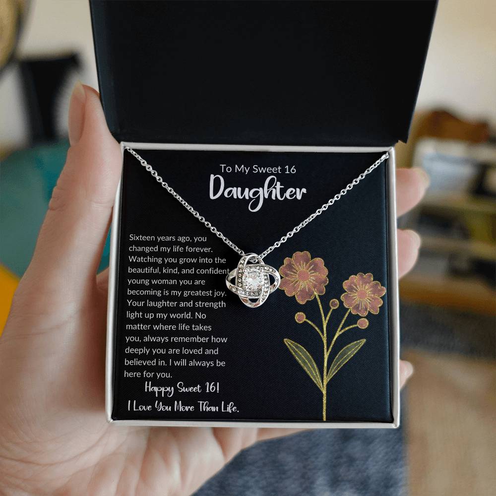 To My Sweet 16 Daughter - Love Knot Necklace