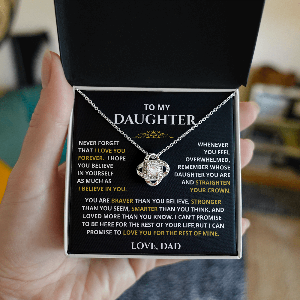 To My Daughter – Straighten Your Crown Love Knot Necklace