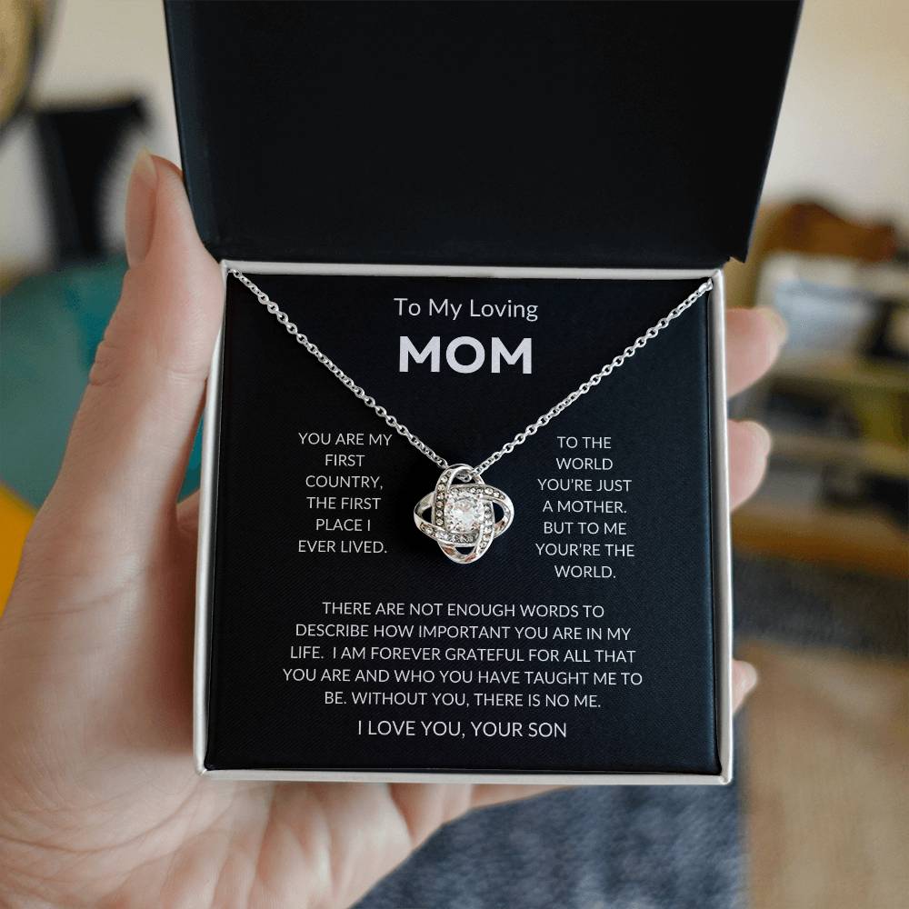 Mom - You're The World - Love Knot Necklace From Son