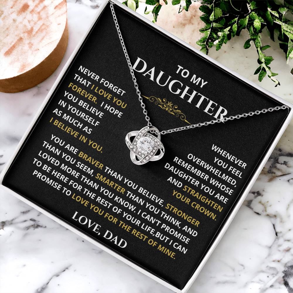 To My Daughter – Straighten Your Crown Love Knot Necklace