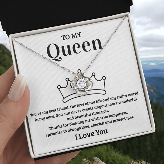 To My Queen – Sparkling Love Knot Necklace | Romantic Gift