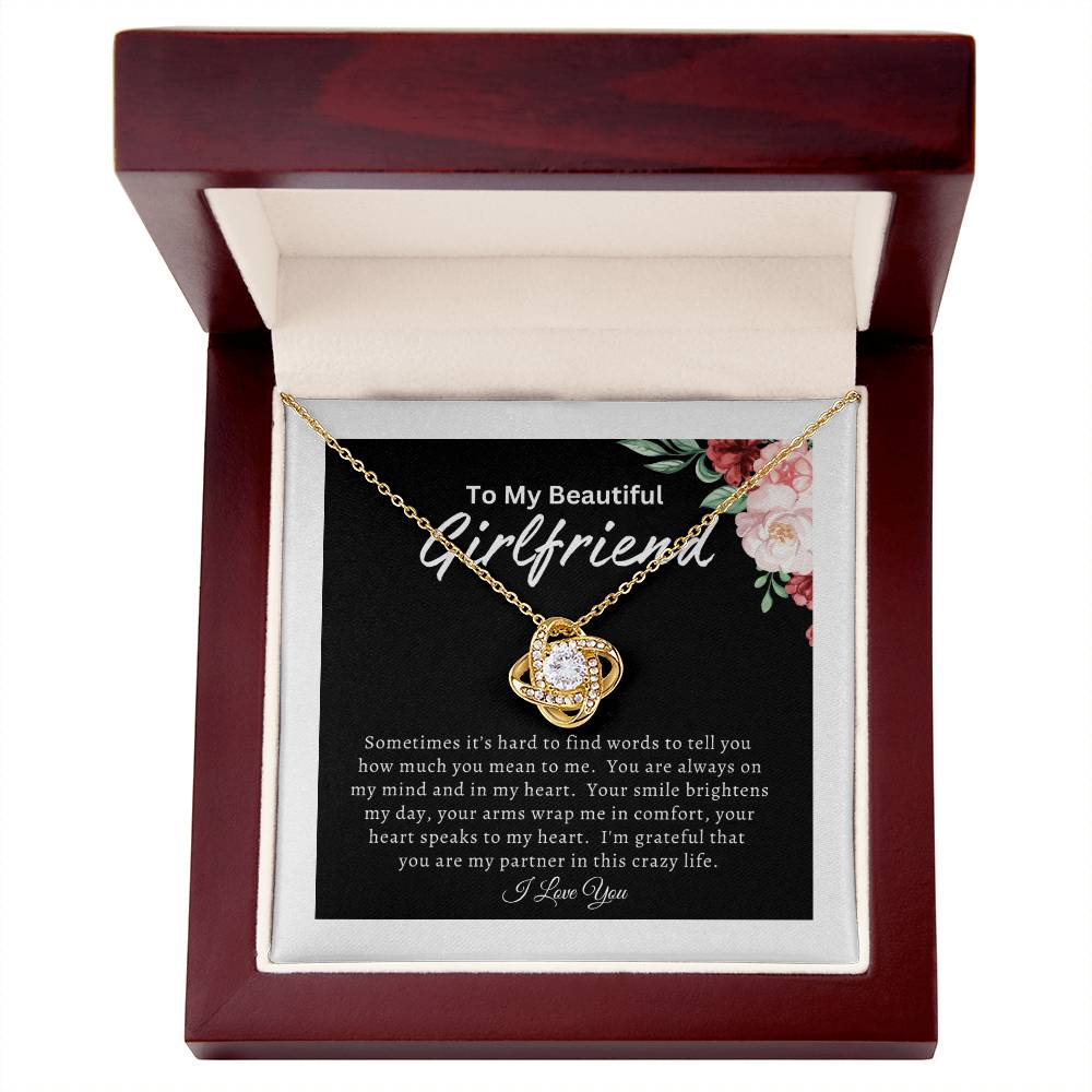 To My Beautiful Girlfriend (Mother's Day Gift, Birthday Gift, Valentine's Day Gift) - Love Knot Necklace