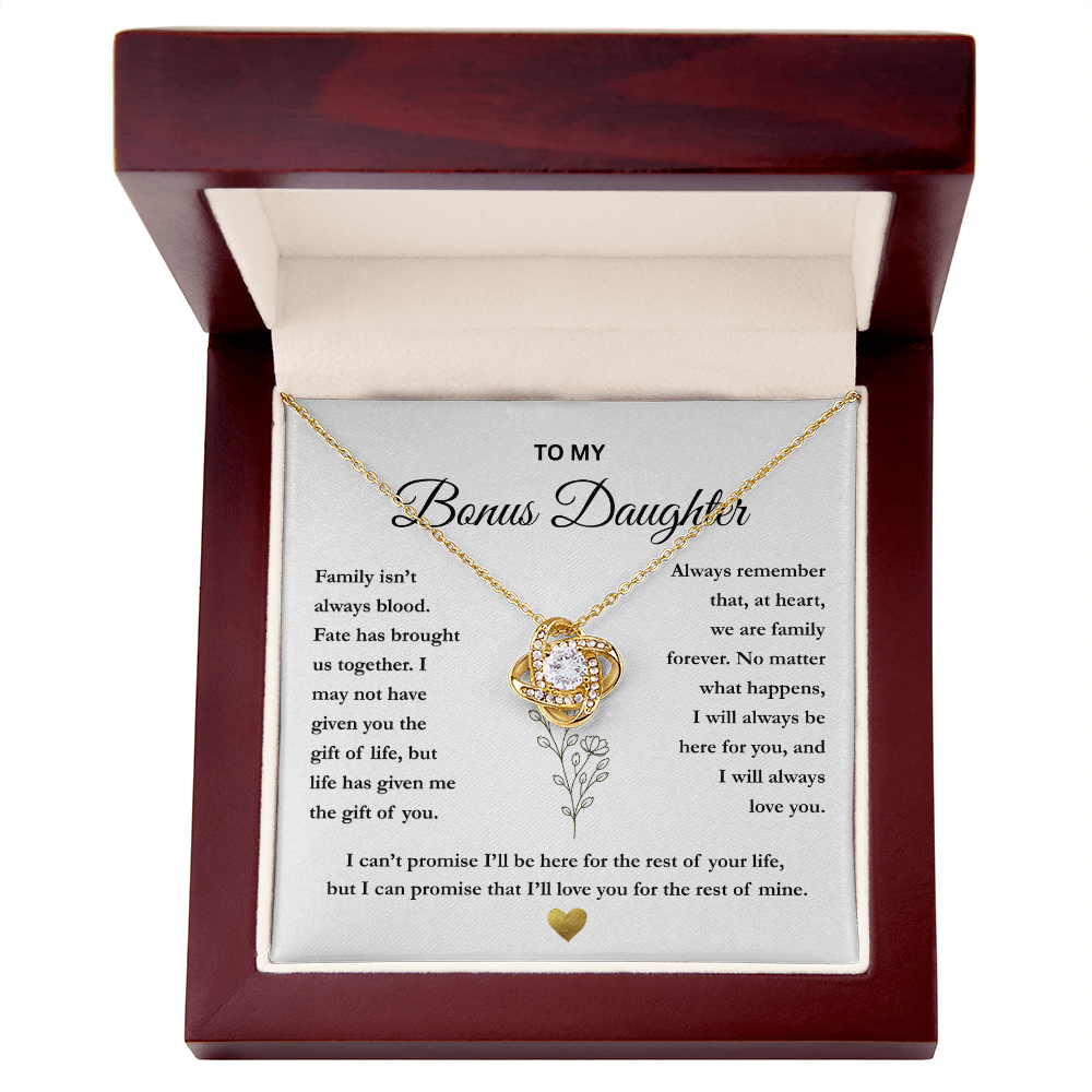 To My Bonus Daughter – The Gift of You Love Knot Necklace