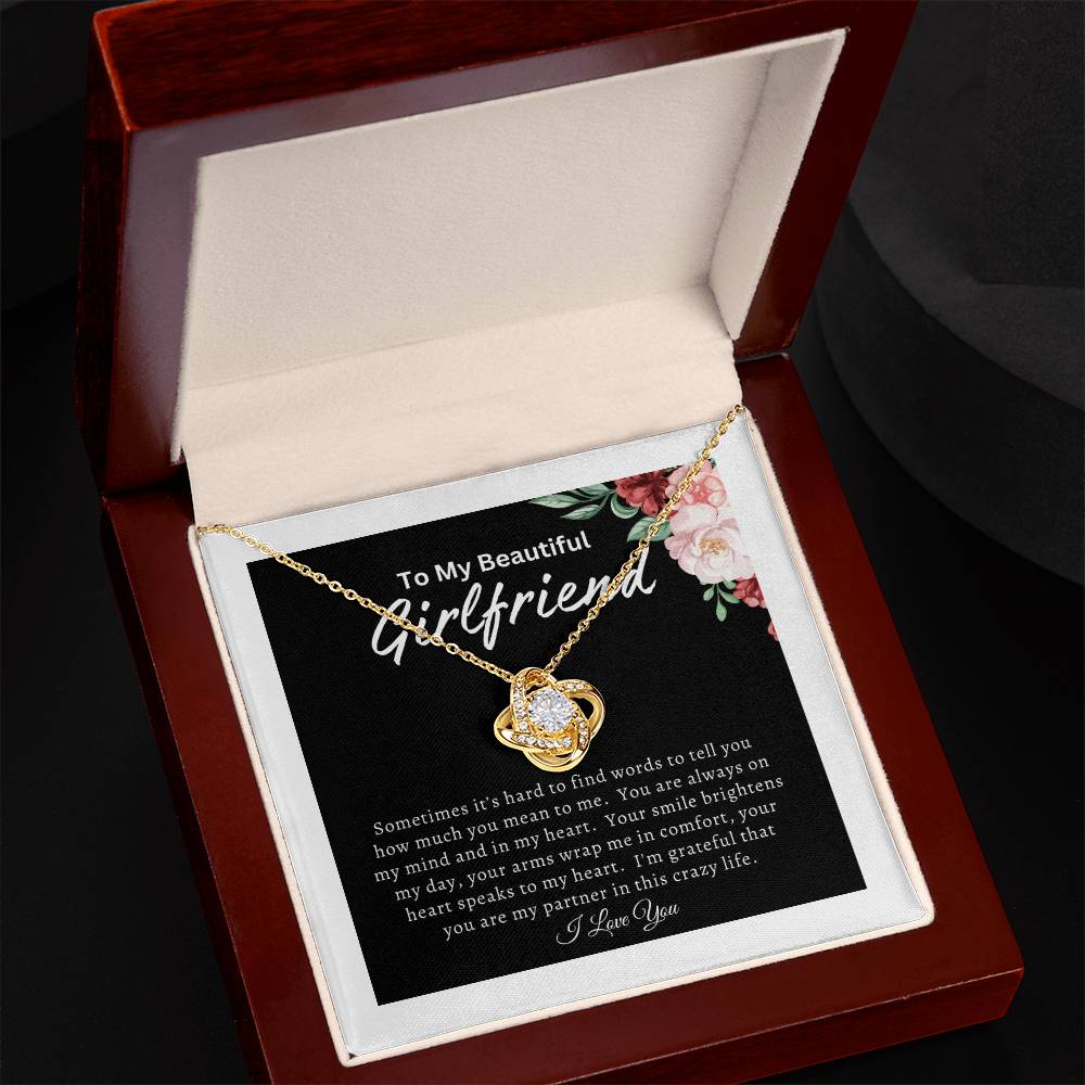 To My Beautiful Girlfriend (Mother's Day Gift, Birthday Gift, Valentine's Day Gift) - Love Knot Necklace