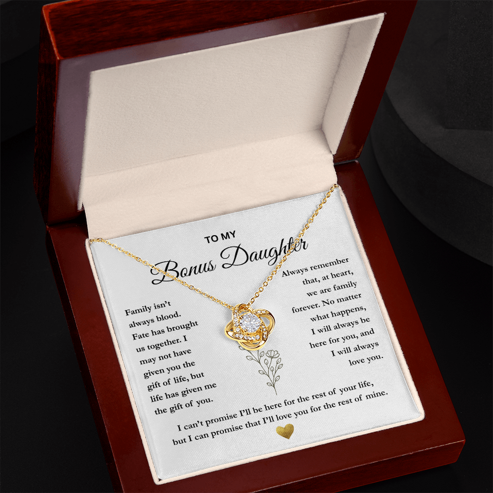 To My Bonus Daughter – The Gift of You Love Knot Necklace