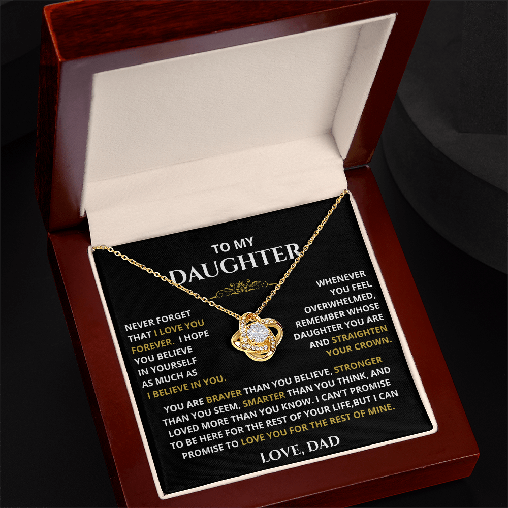 To My Daughter – Straighten Your Crown Love Knot Necklace