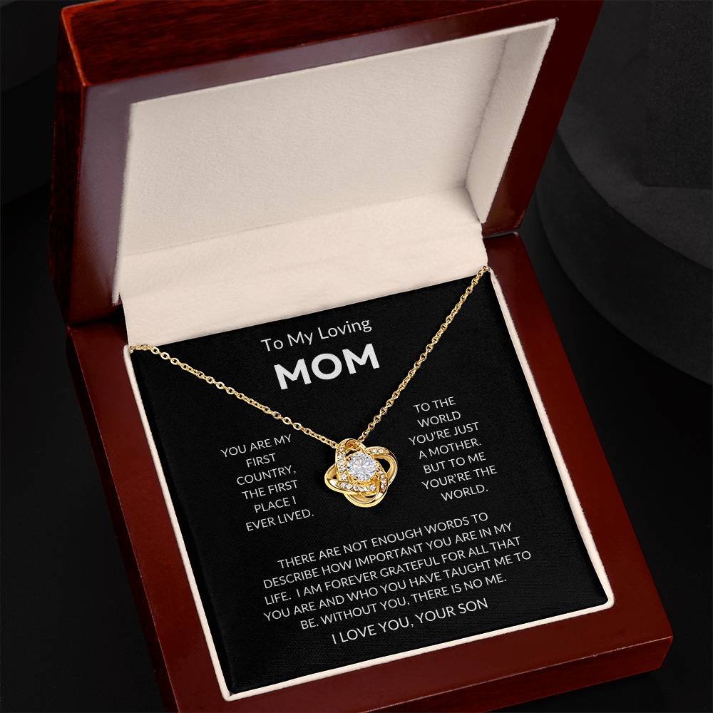 Mom - You're The World - Love Knot Necklace From Son