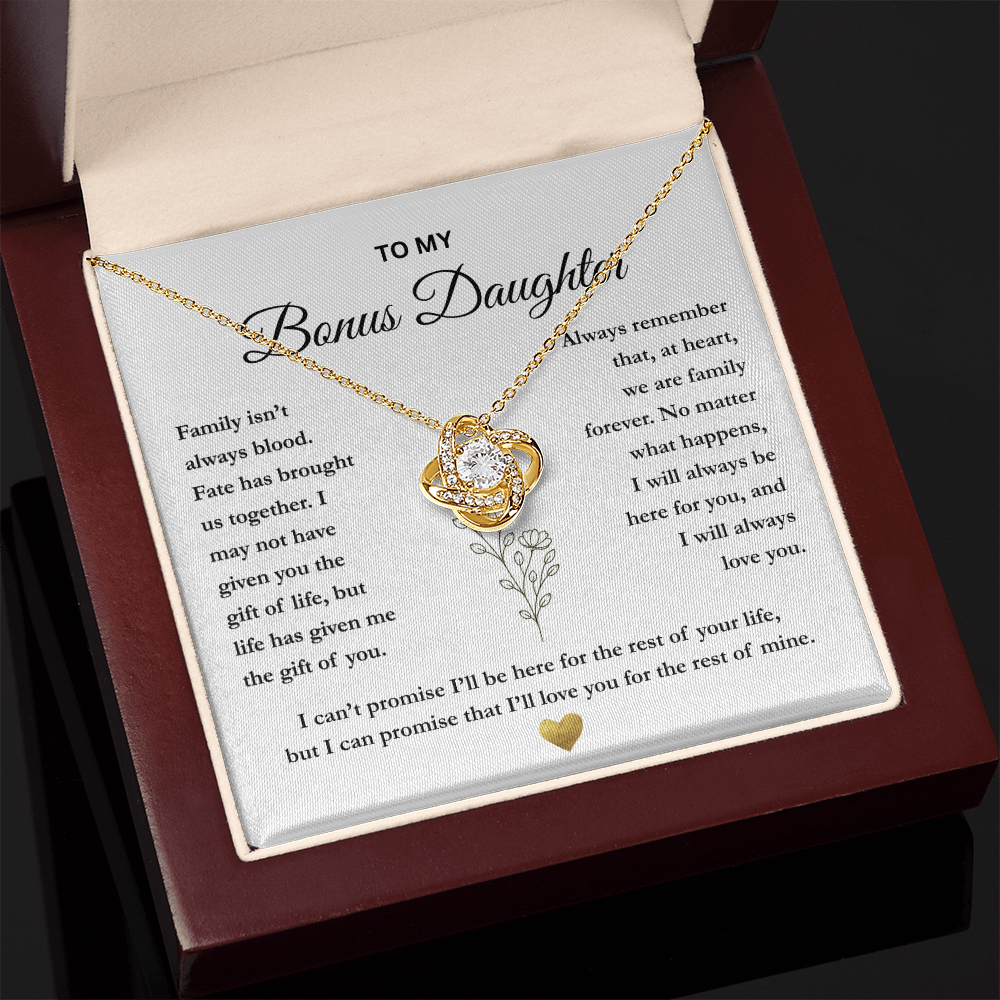 To My Bonus Daughter – The Gift of You Love Knot Necklace