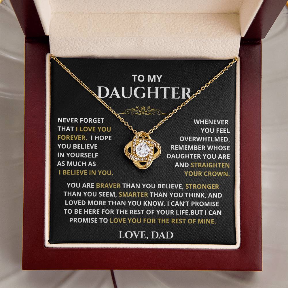 To My Daughter – Straighten Your Crown Love Knot Necklace