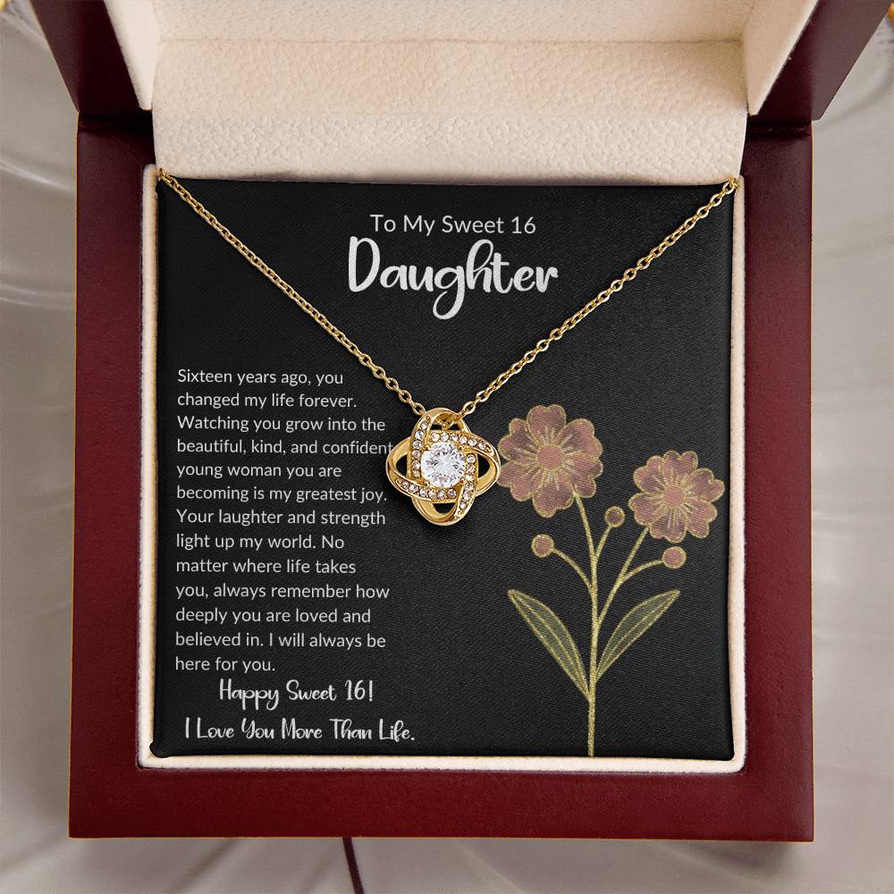 To My Sweet 16 Daughter - Love Knot Necklace