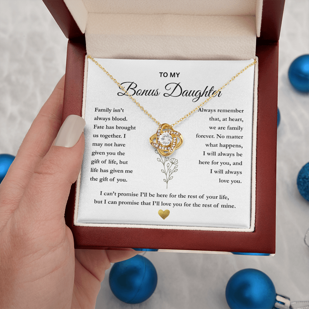 To My Bonus Daughter – The Gift of You Love Knot Necklace