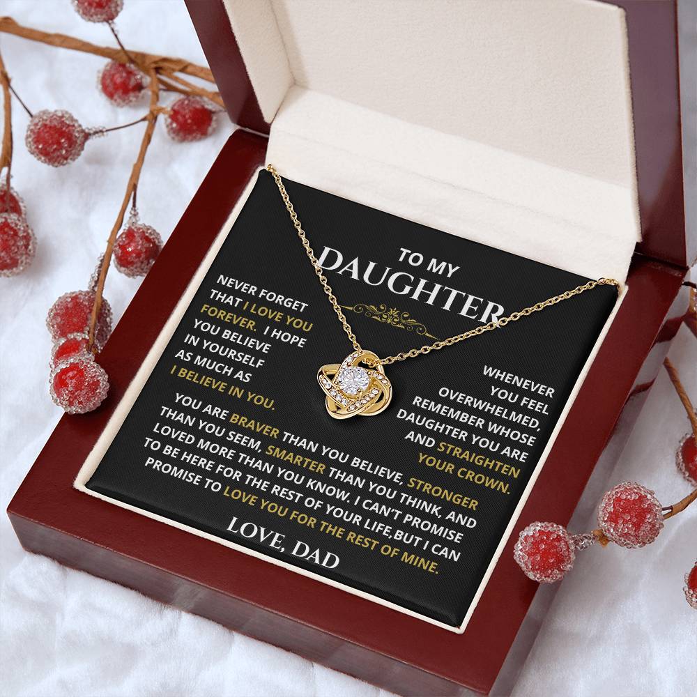 To My Daughter – Straighten Your Crown Love Knot Necklace