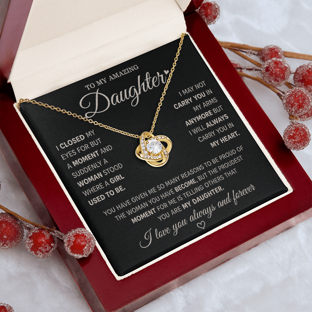 To My Amazing Daughter – Love Knot Necklace in Classic Black
