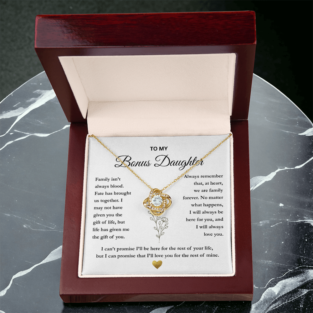 To My Bonus Daughter – The Gift of You Love Knot Necklace