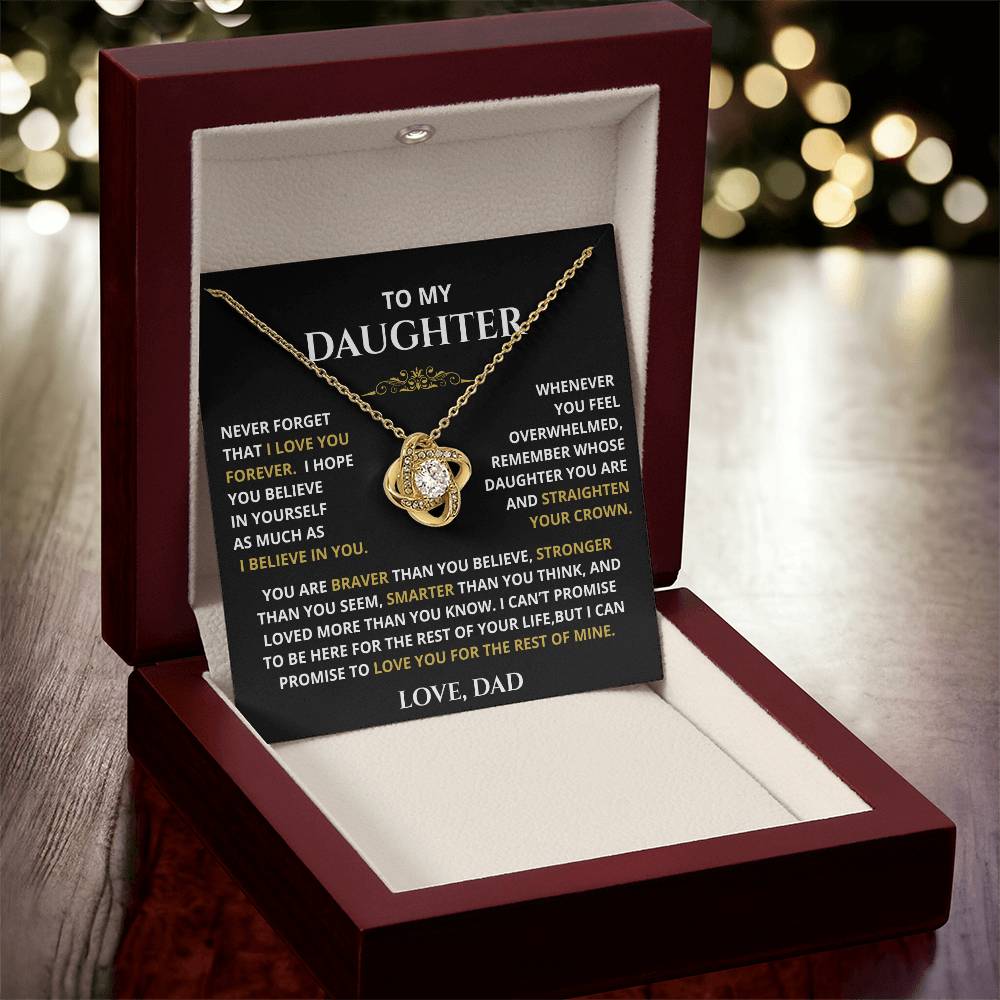 To My Daughter – Straighten Your Crown Love Knot Necklace