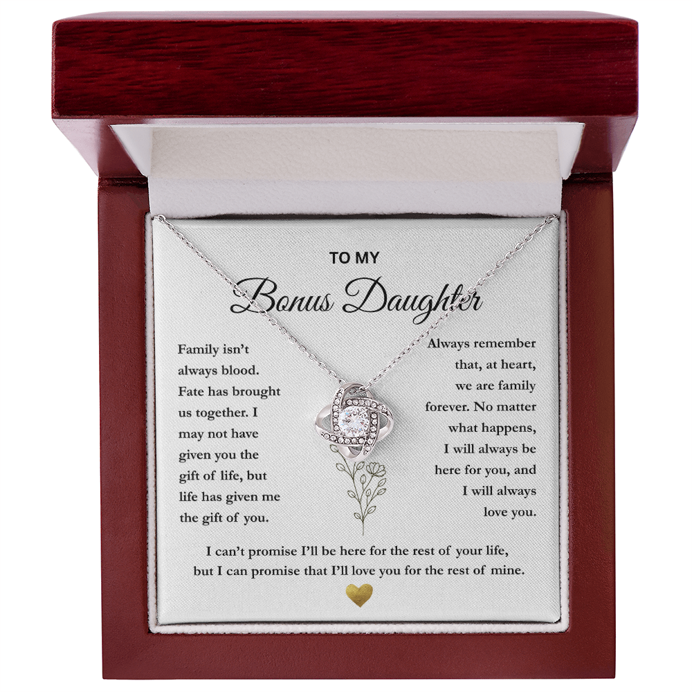 To My Bonus Daughter – The Gift of You Love Knot Necklace