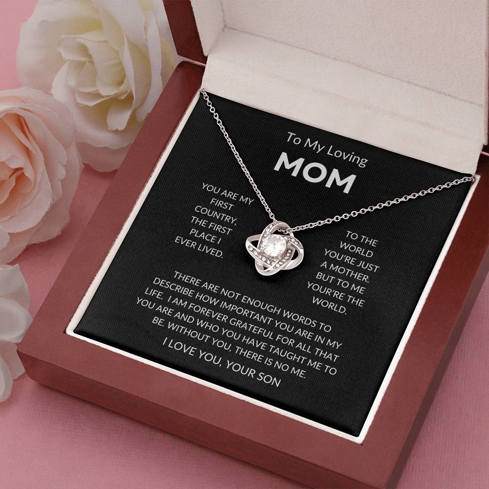 Mom - You're The World - Love Knot Necklace From Son