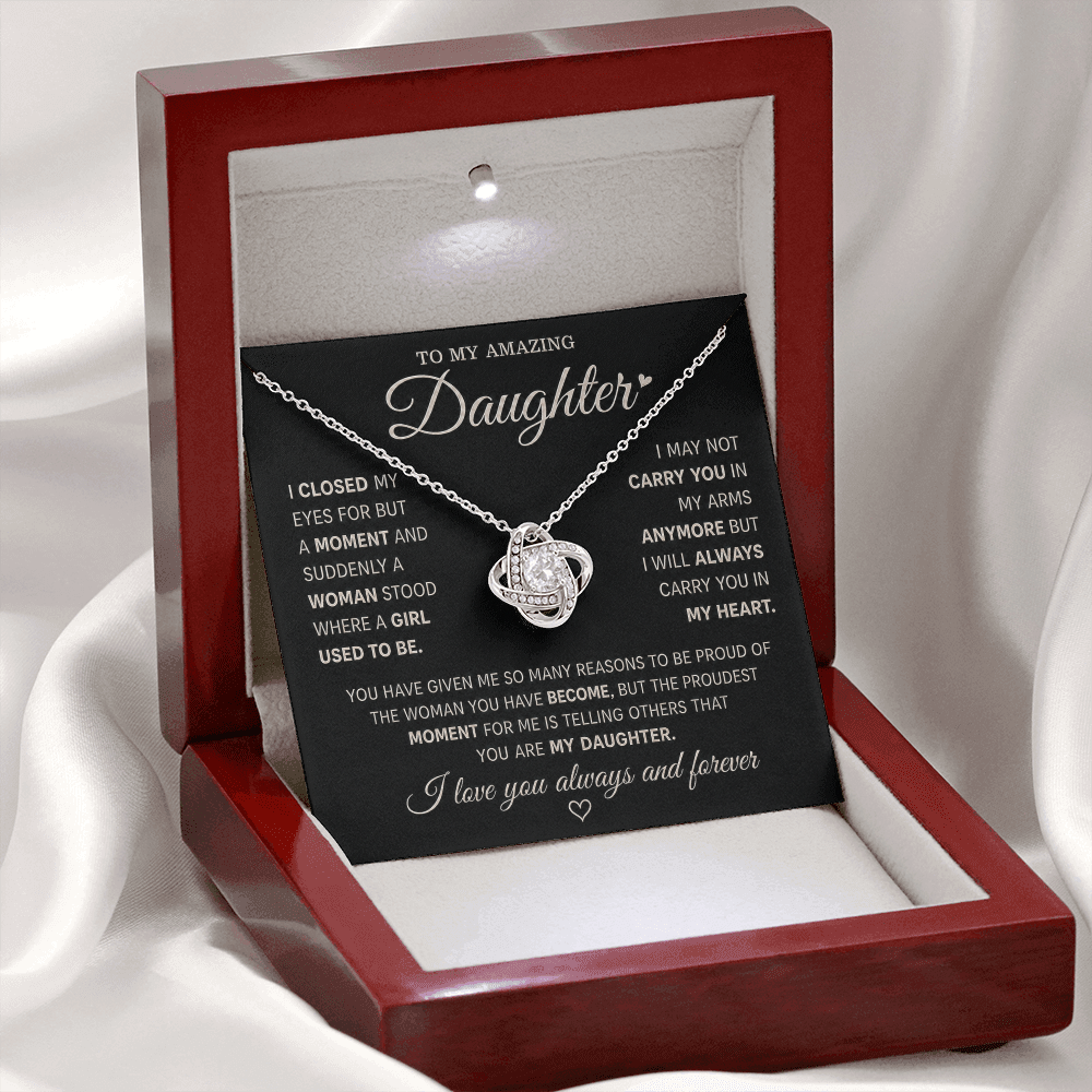 To My Amazing Daughter – Love Knot Necklace in Classic Black