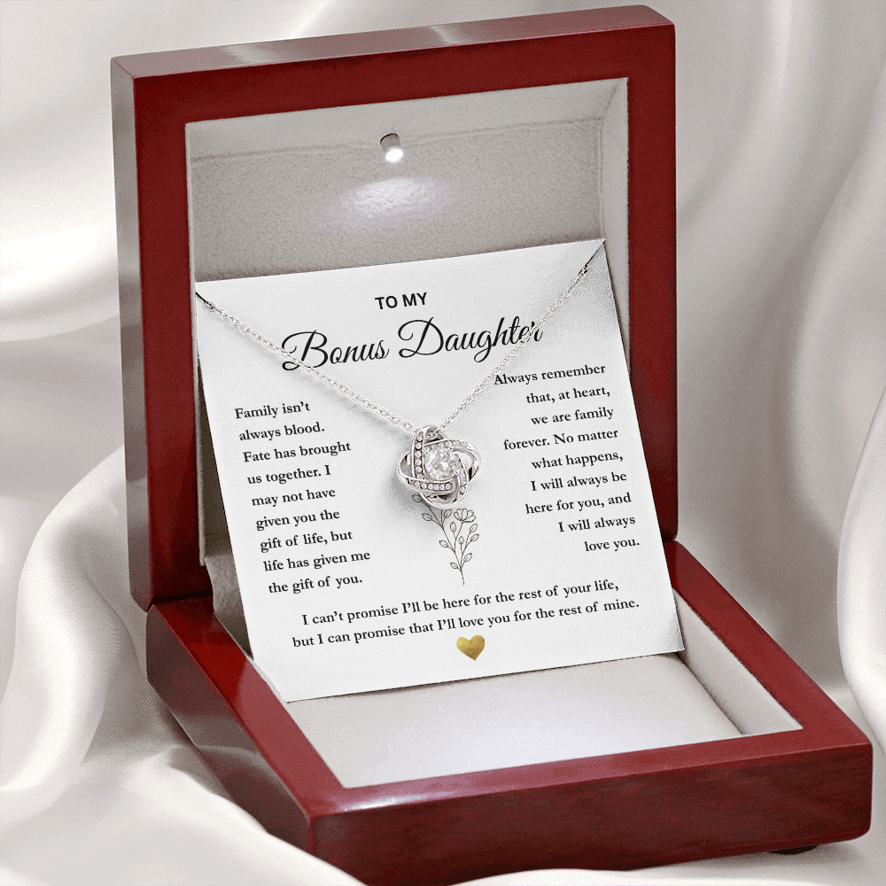 To My Bonus Daughter – The Gift of You Love Knot Necklace