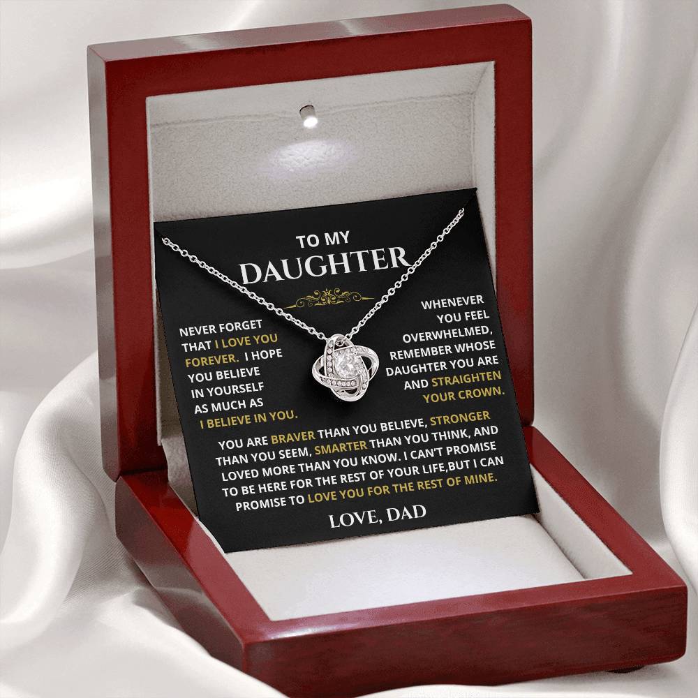To My Daughter – Straighten Your Crown Love Knot Necklace