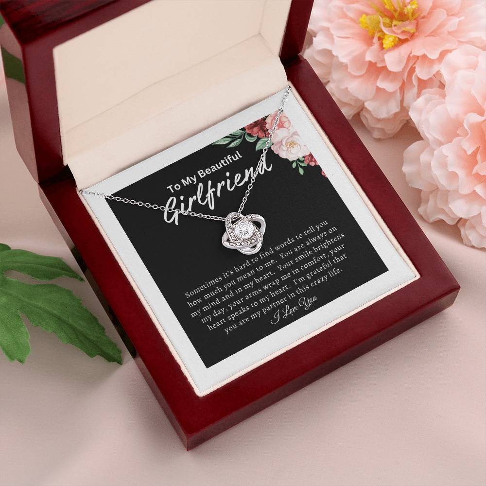 To My Beautiful Girlfriend (Mother's Day Gift, Birthday Gift, Valentine's Day Gift) - Love Knot Necklace