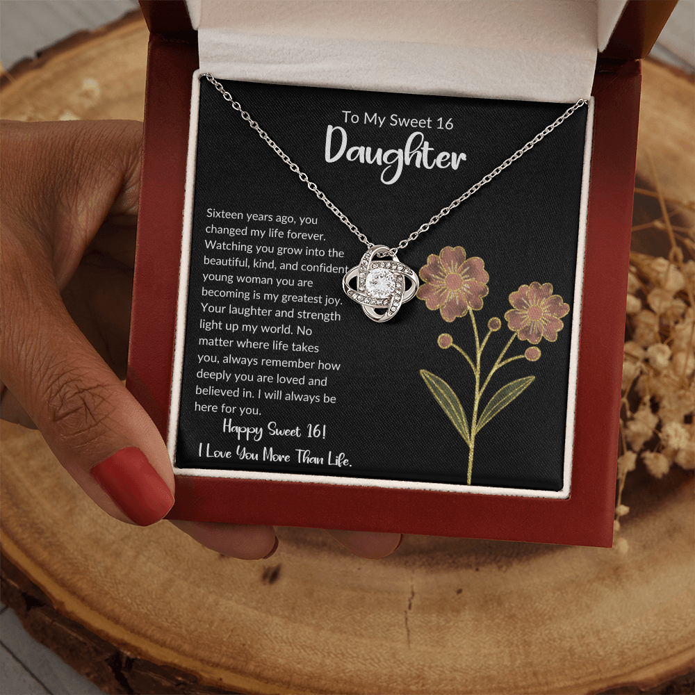 To My Sweet 16 Daughter - Love Knot Necklace