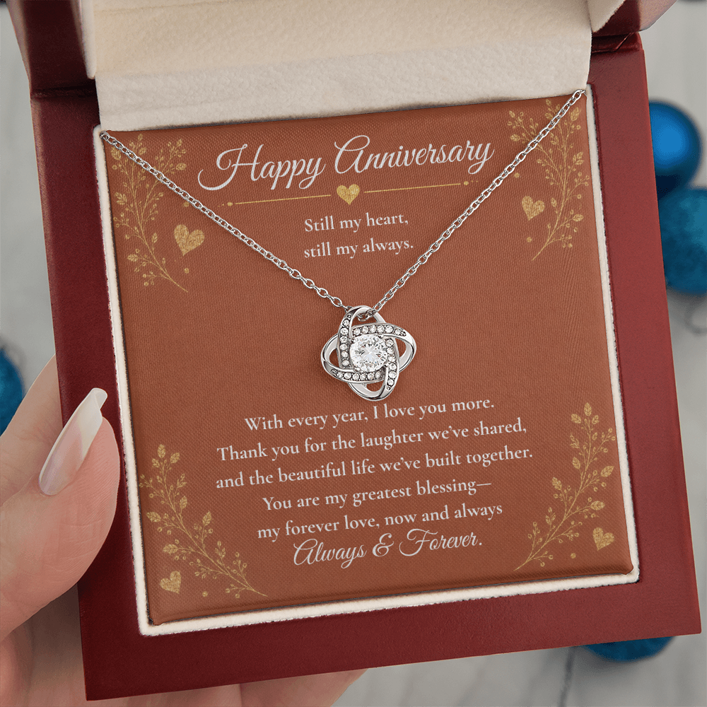 To My Wife – My Heart, My Always | Anniversary Love Knot Necklace