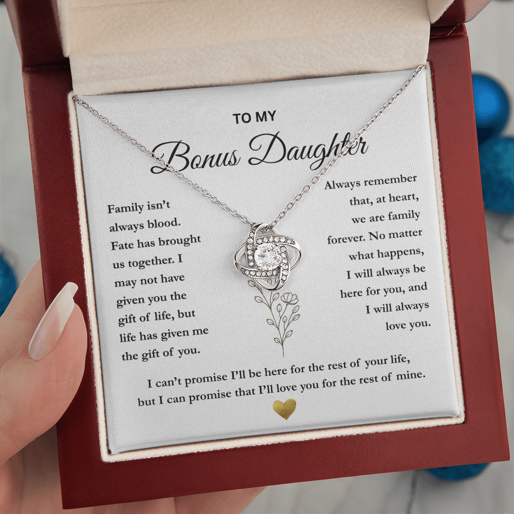 To My Bonus Daughter – The Gift of You Love Knot Necklace
