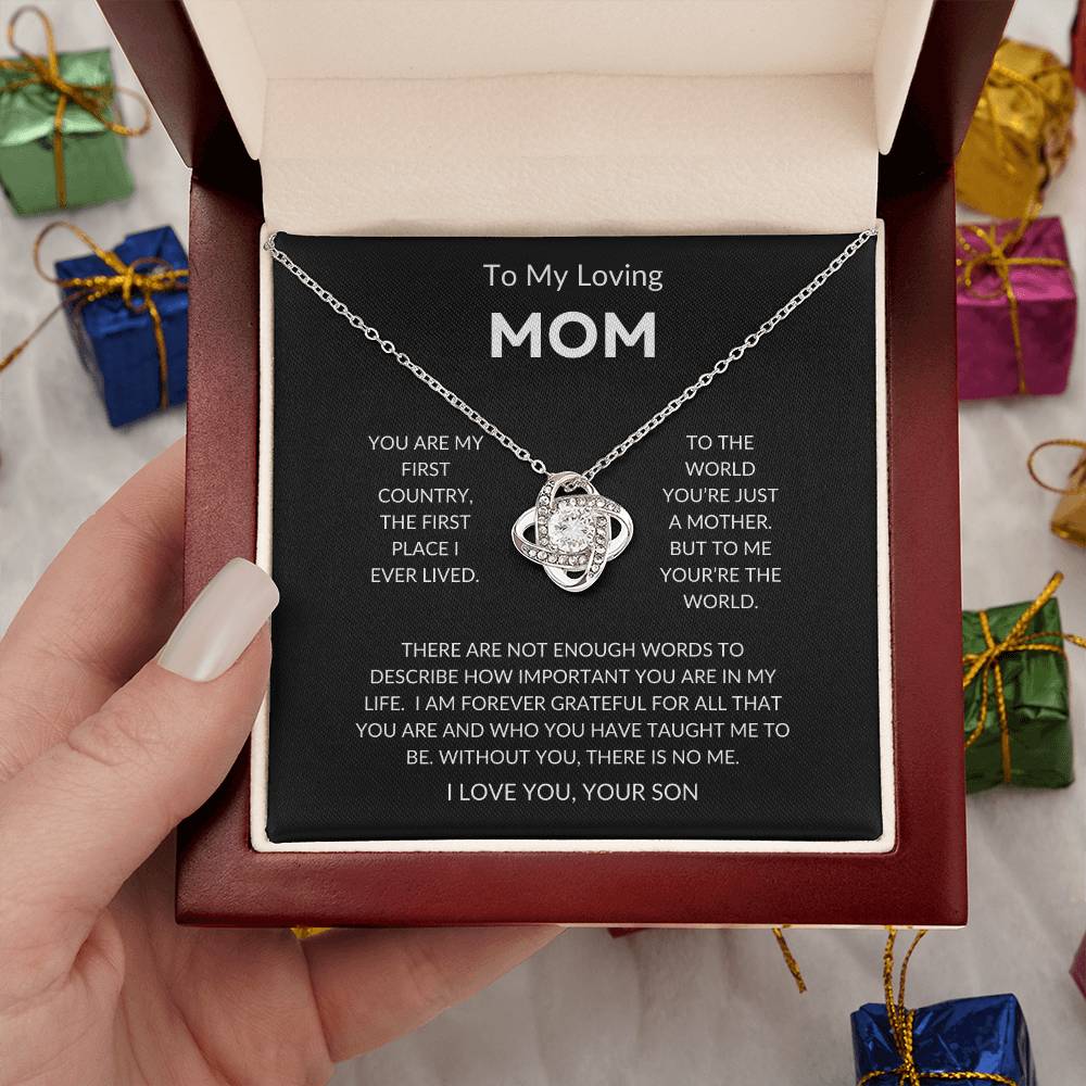 Mom - You're The World - Love Knot Necklace From Son