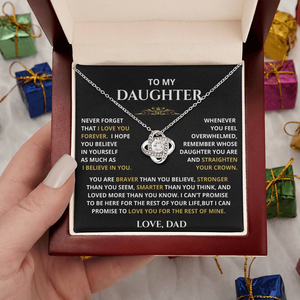 To My Daughter – Straighten Your Crown Love Knot Necklace