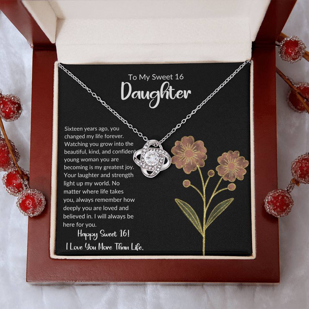 To My Sweet 16 Daughter - Love Knot Necklace