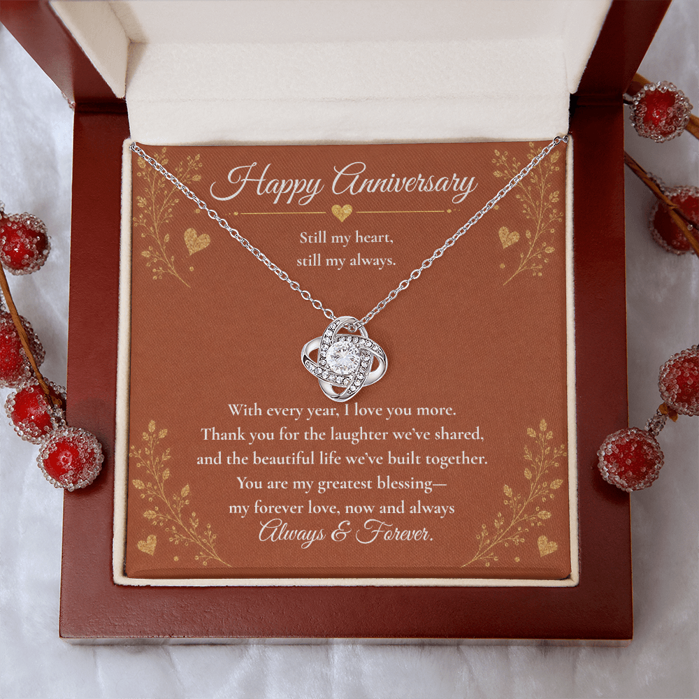 To My Wife – My Heart, My Always | Anniversary Love Knot Necklace