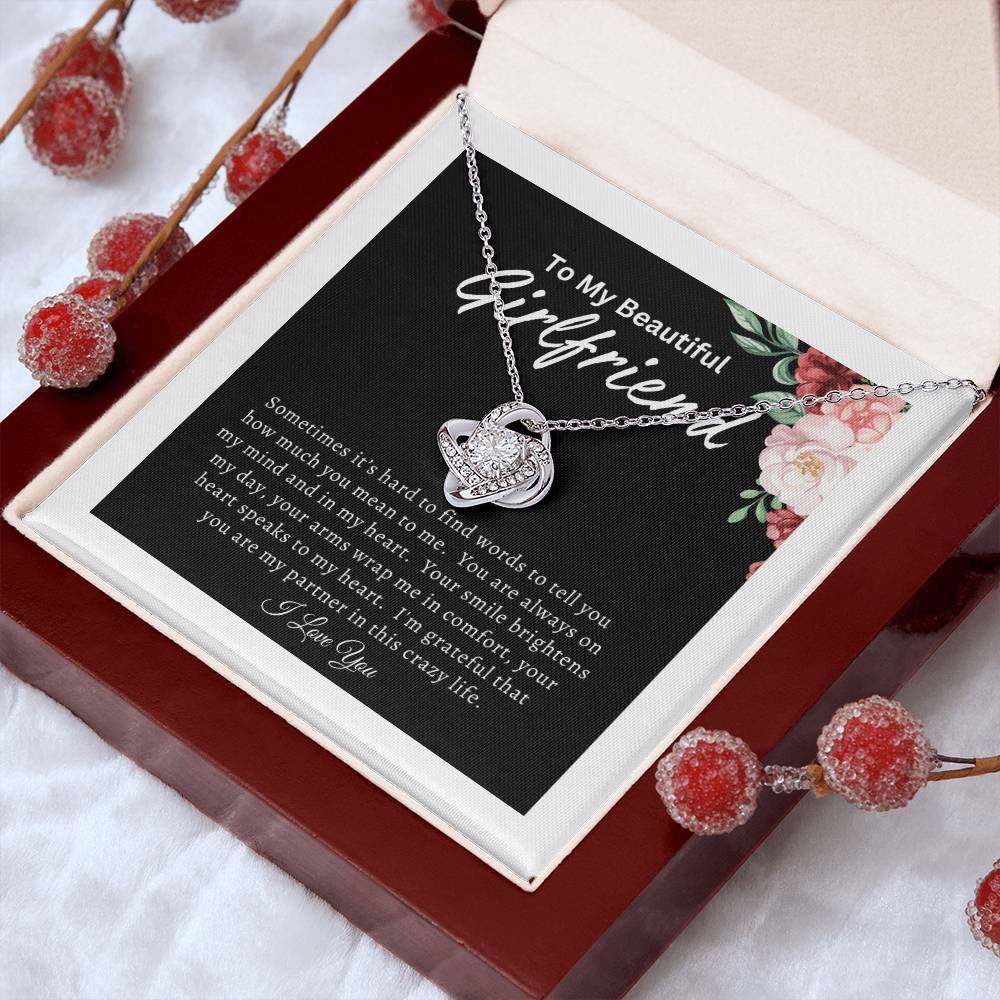 To My Beautiful Girlfriend (Mother's Day Gift, Birthday Gift, Valentine's Day Gift) - Love Knot Necklace