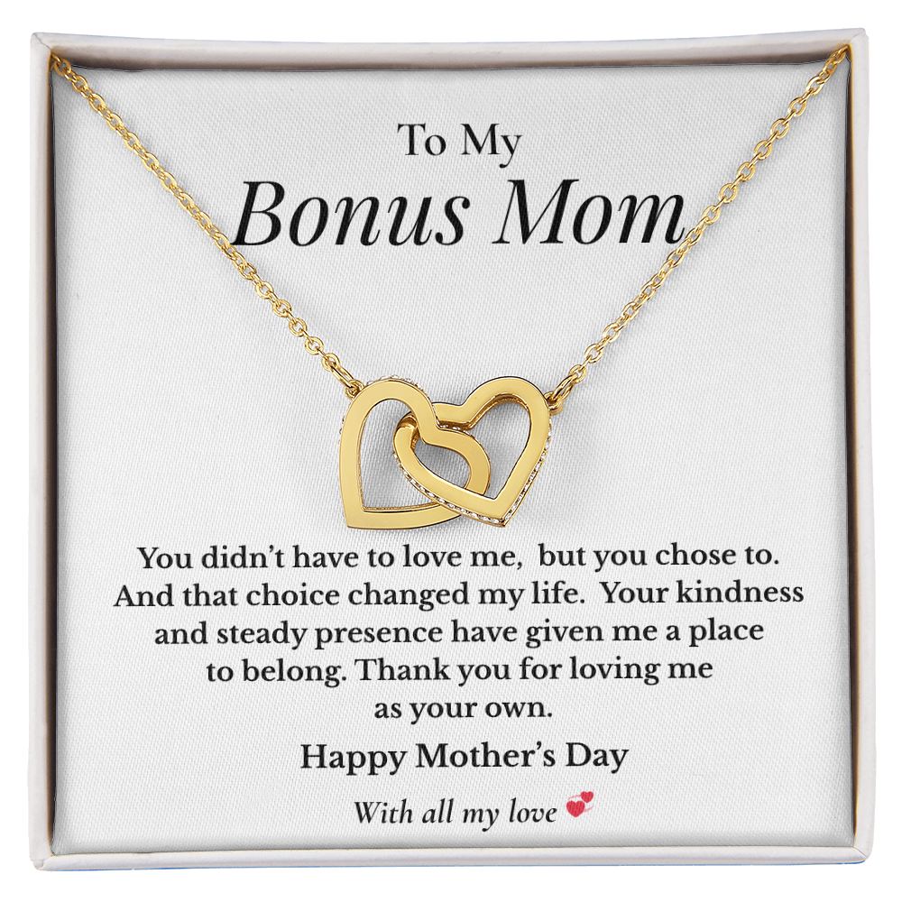 To My Bonus Mom – Mother's Day Interlocking Hearts Necklace