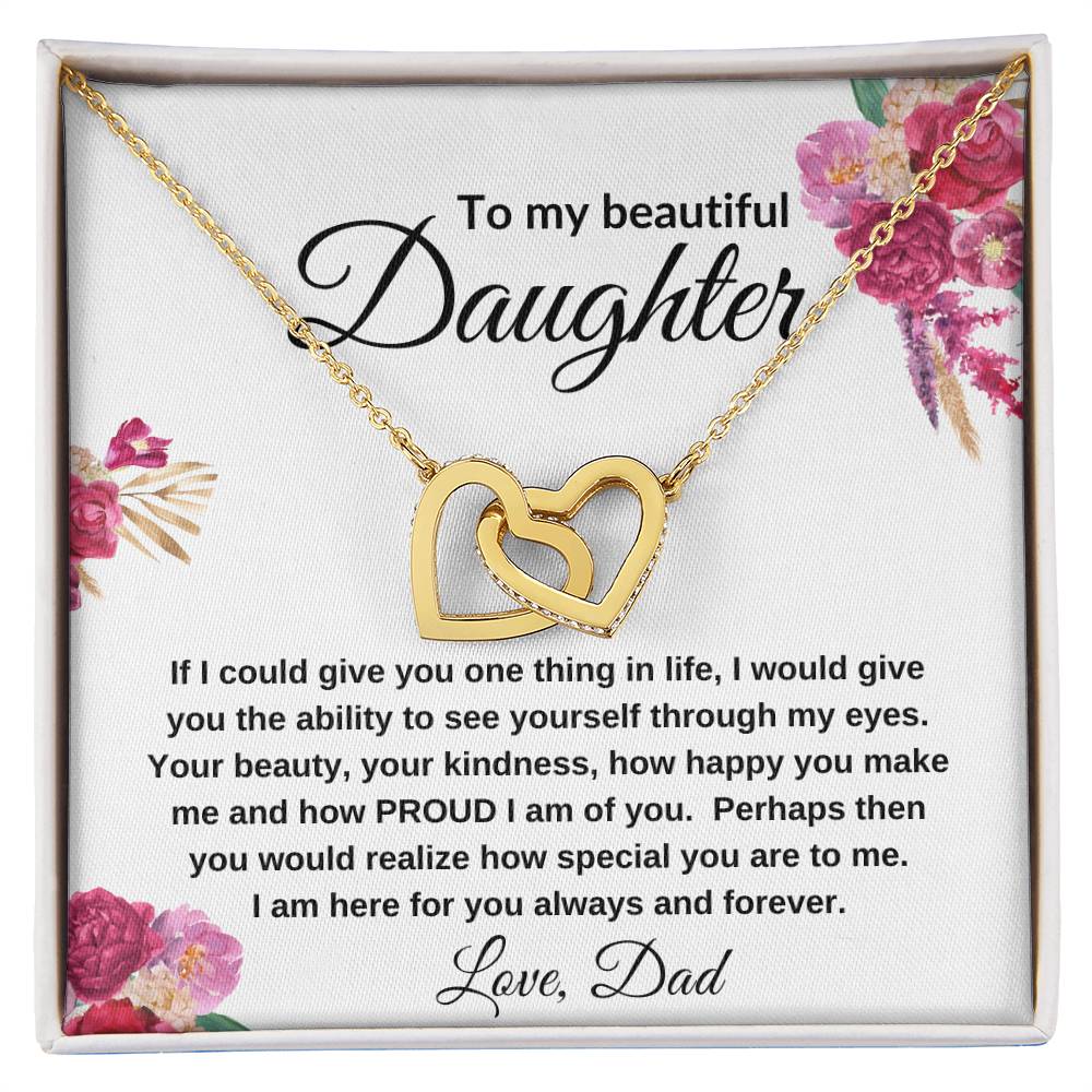 To My Beautiful Daughter | Interlocking Hearts Necklace  Gift from Dad