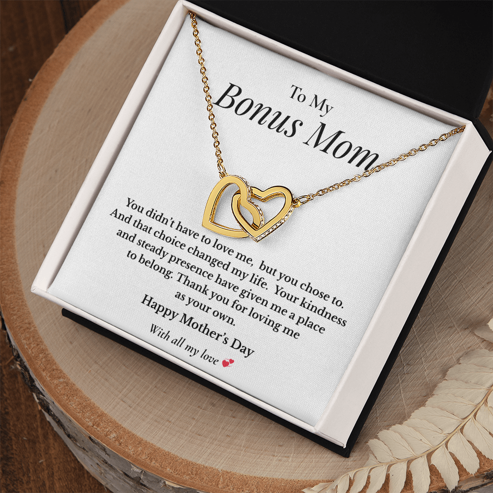 To My Bonus Mom – Mother's Day Interlocking Hearts Necklace