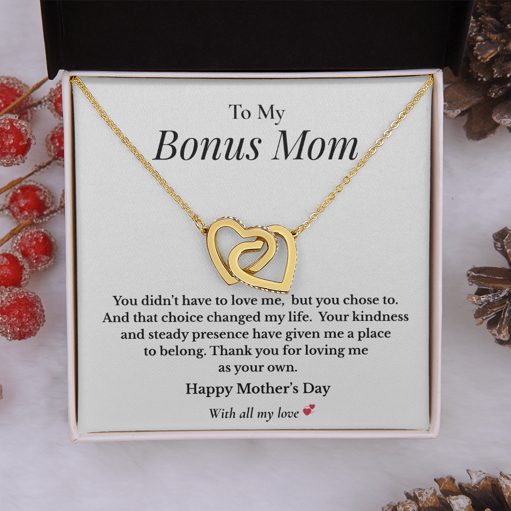 To My Bonus Mom – Mother's Day Interlocking Hearts Necklace