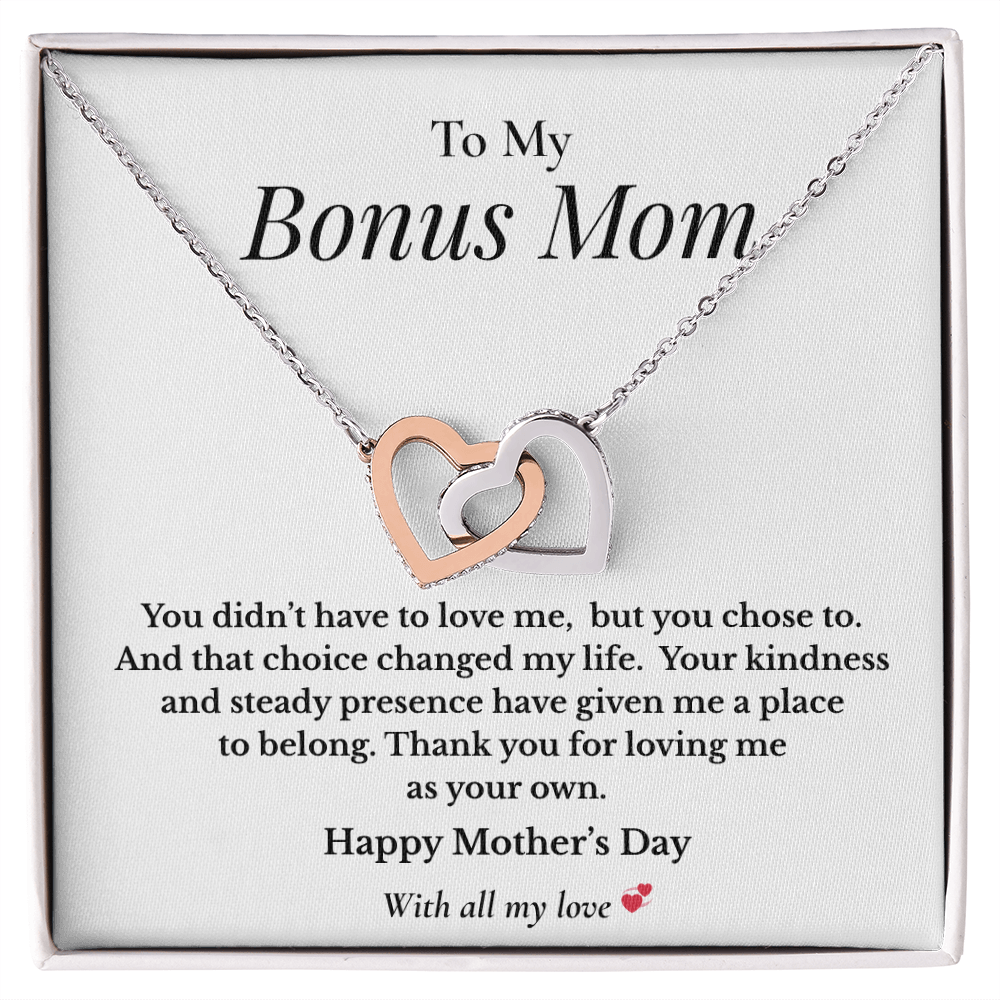 To My Bonus Mom – Mother's Day Interlocking Hearts Necklace