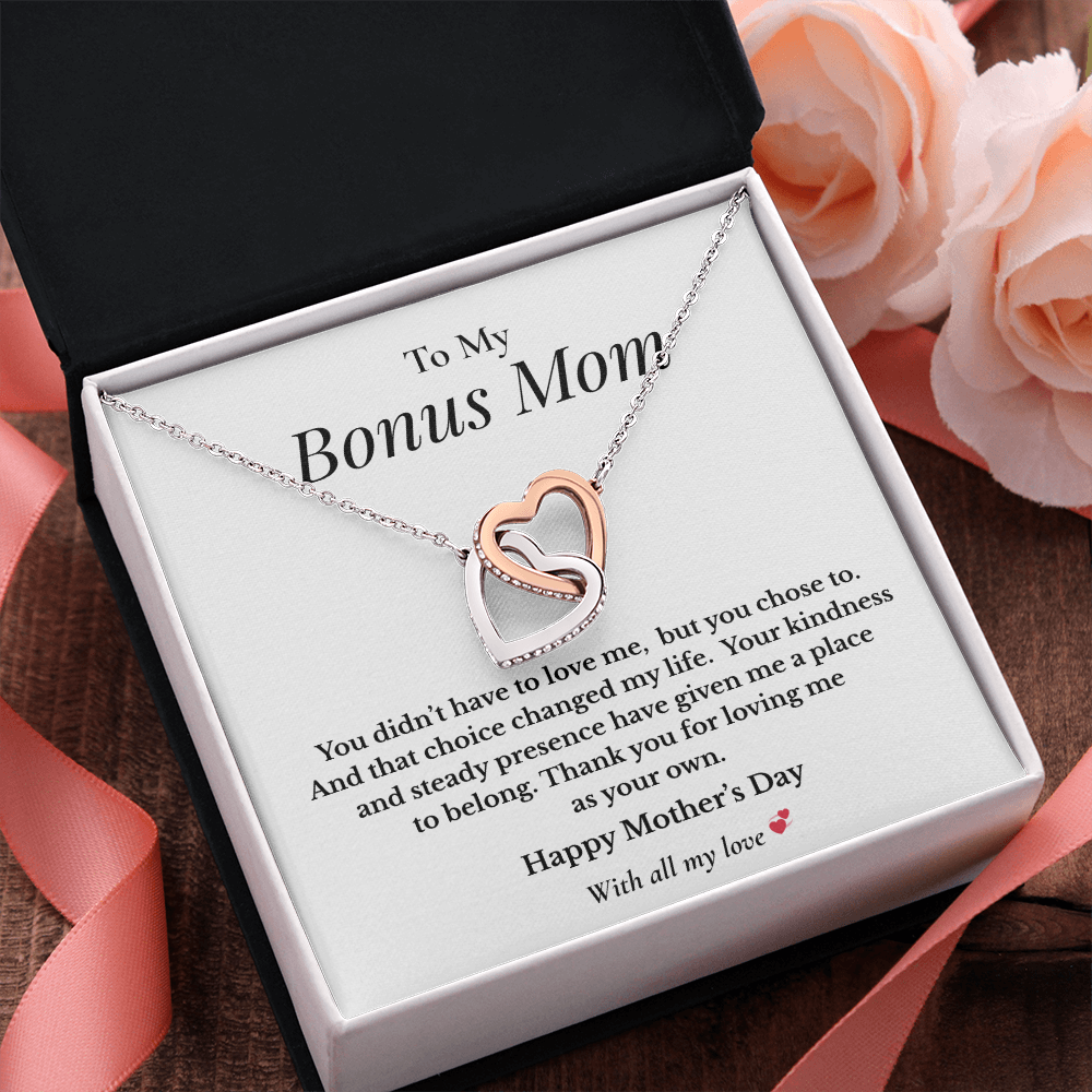 To My Bonus Mom – Mother's Day Interlocking Hearts Necklace