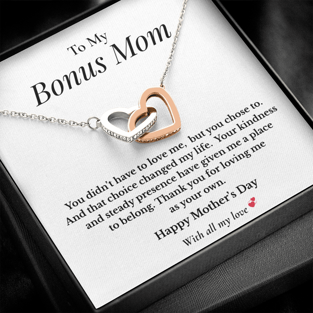 To My Bonus Mom – Mother's Day Interlocking Hearts Necklace