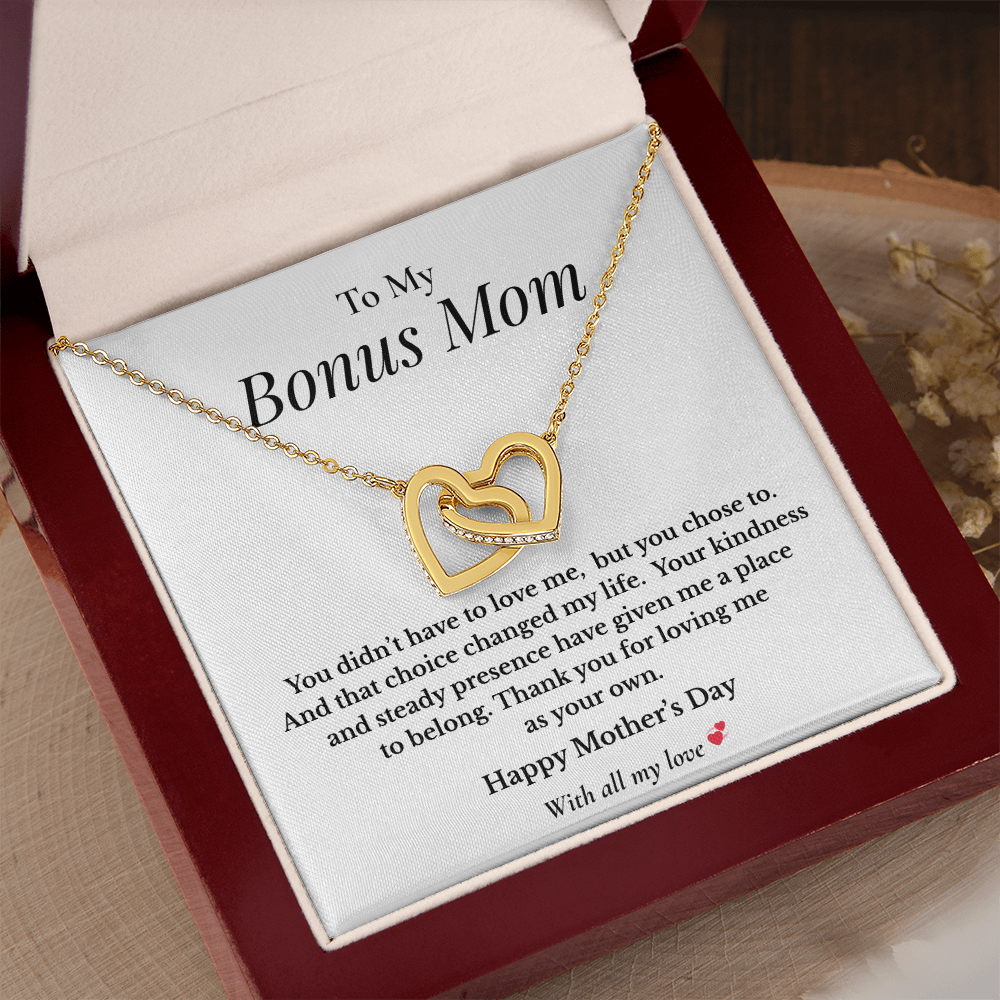 To My Bonus Mom – Mother's Day Interlocking Hearts Necklace