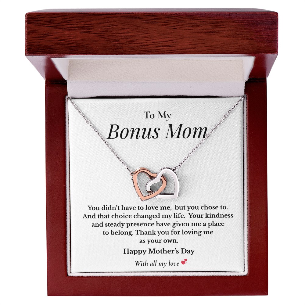 To My Bonus Mom – Mother's Day Interlocking Hearts Necklace