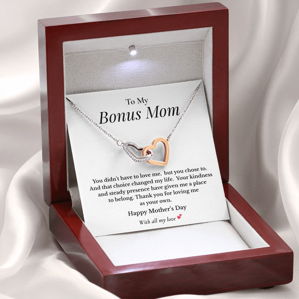 To My Bonus Mom – Mother's Day Interlocking Hearts Necklace