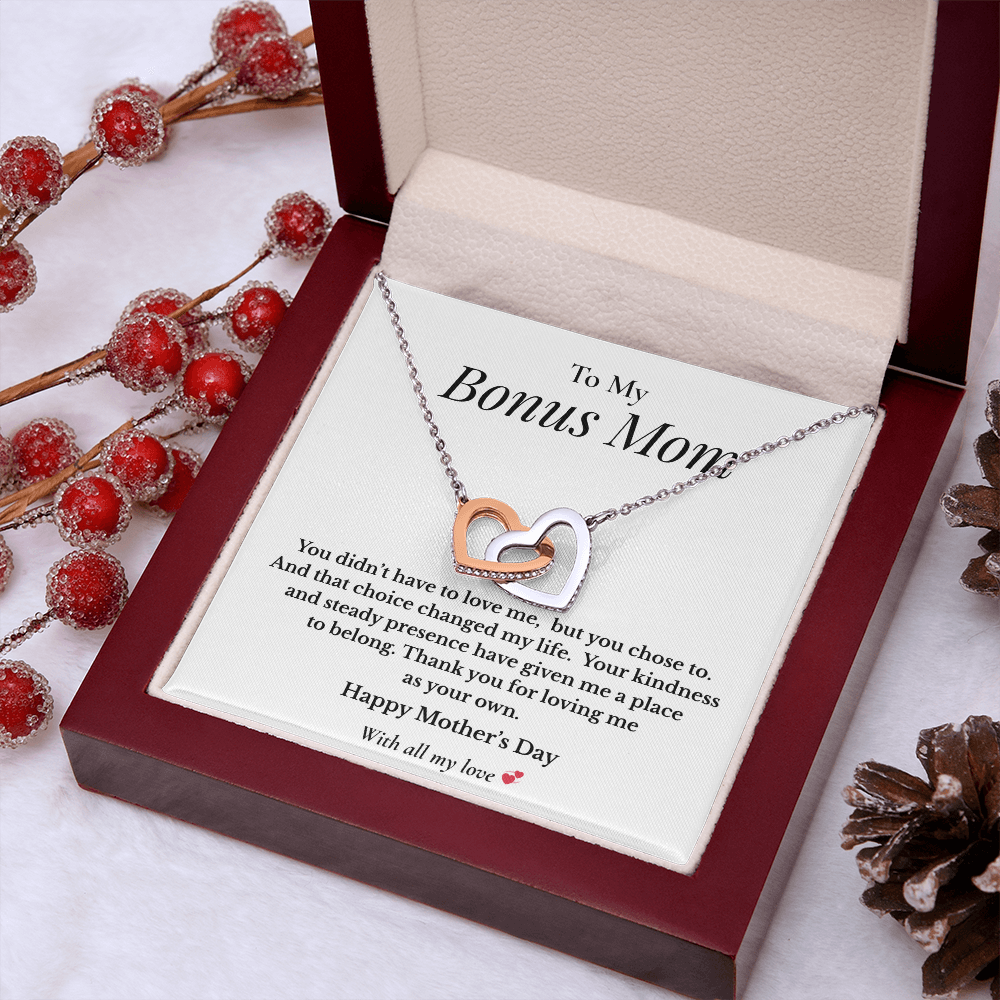 To My Bonus Mom – Mother's Day Interlocking Hearts Necklace