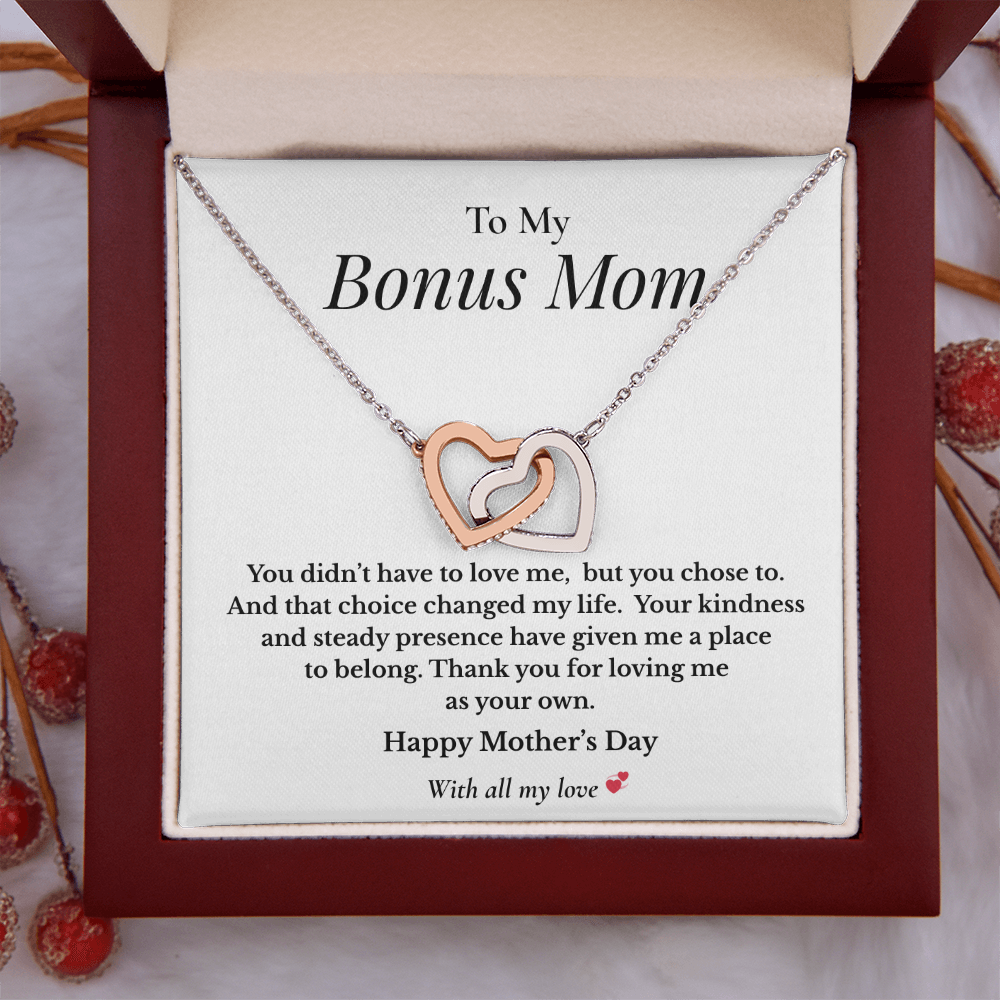 To My Bonus Mom – Mother's Day Interlocking Hearts Necklace