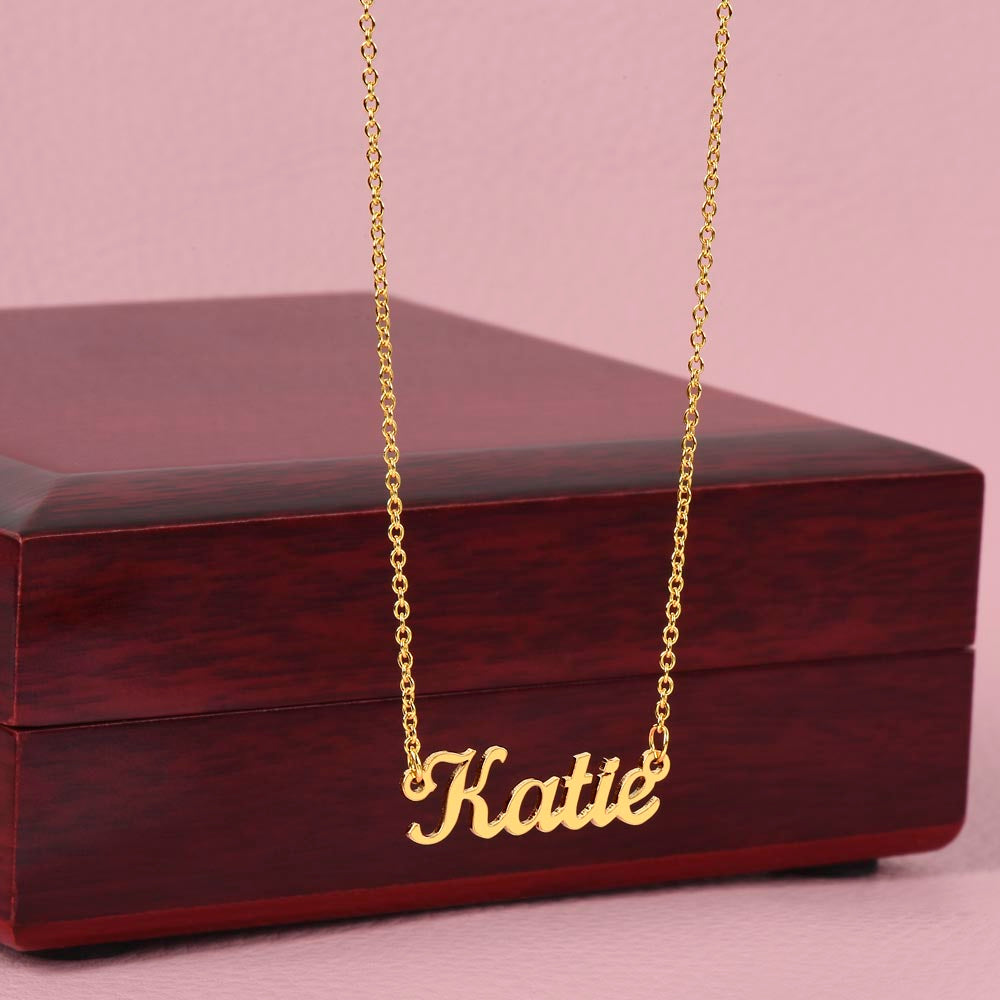 Name Necklace with Thoughtful Message Card And Wooden Jewelry Gift Box Option