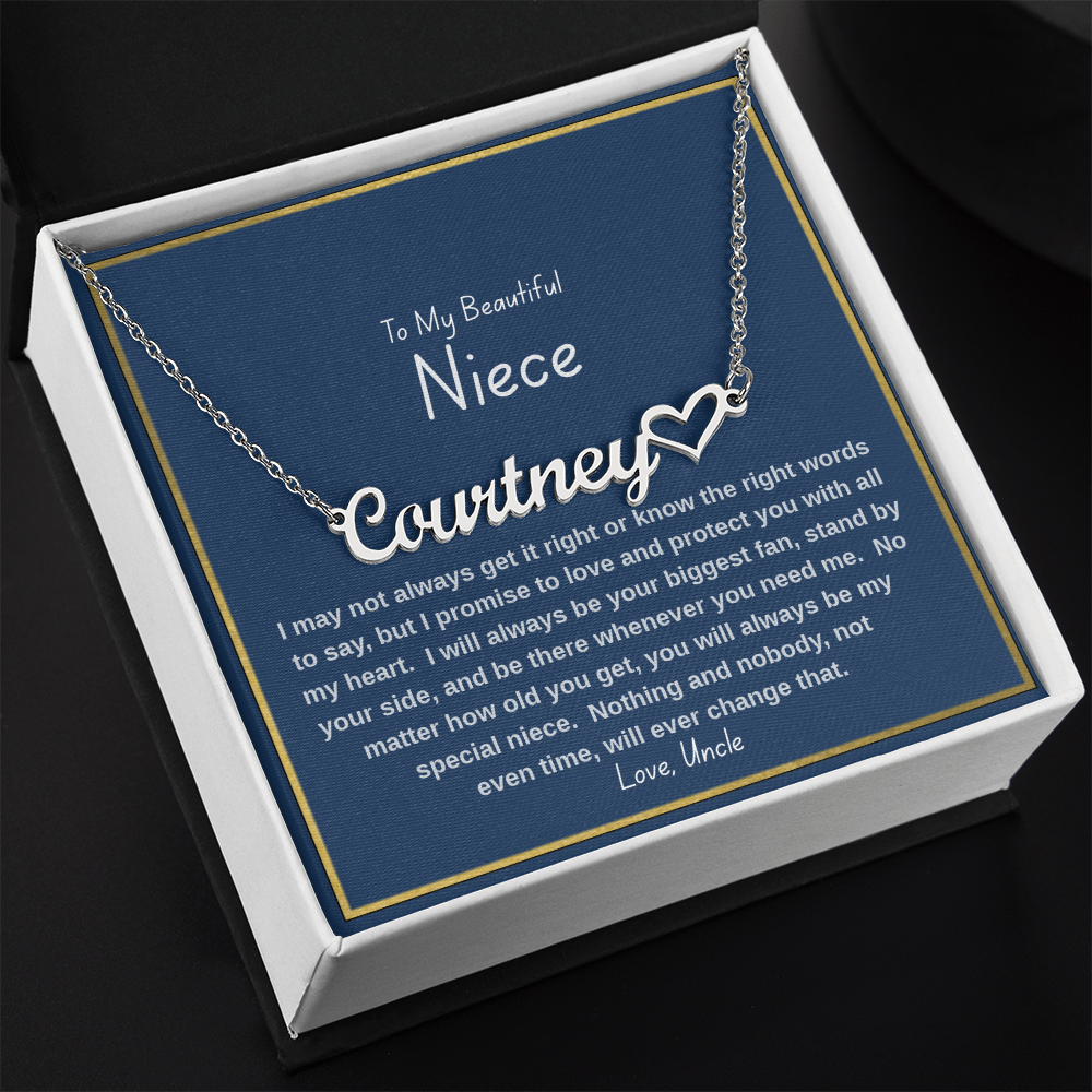 To My Beautiful Niece – Personalized Name Necklace, Heartfelt Gift from Uncle