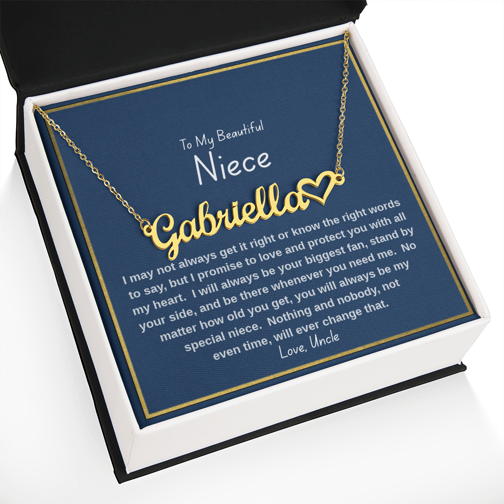 To My Beautiful Niece – Personalized Name Necklace, Heartfelt Gift from Uncle