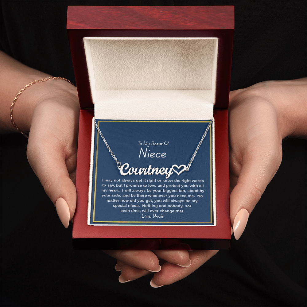 To My Beautiful Niece – Personalized Name Necklace, Heartfelt Gift from Uncle